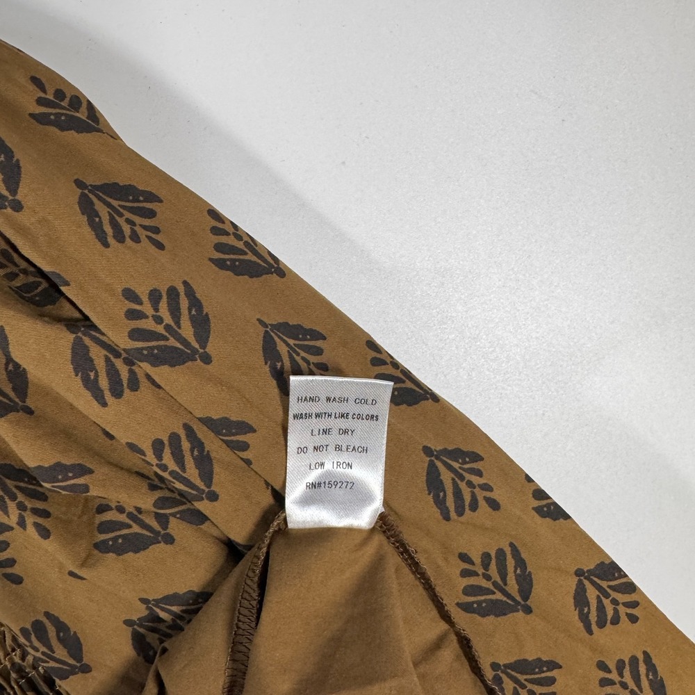 Gigio by Umgee Brown Medium Printed VNeck Blouse Balloon Sleeve Neutral Festival - Picture 6 of 10